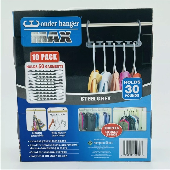 Wonder Hanger MAX Closet Storage Organizer for Clothes Hangers, Pack of 10 - Picture 3 of 3